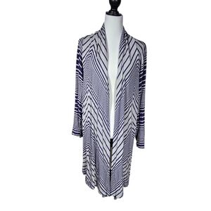 Kris Jenner Kollection 3X Blue Purple Gray Striped Open Front Cardigan